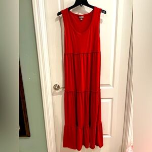 J Jill Midi Sleeveless Rusty Red Dress size L
